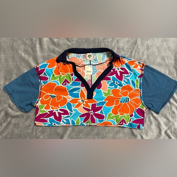 We the free on a boat polo tee coastal combo oversized size small - Picture 5 of 10